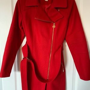 Michael Michael Kors Red Belted Coat